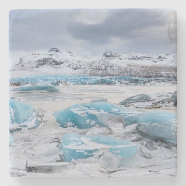 Glacier Ice landscape, Iceland Stone Coaster (Front)