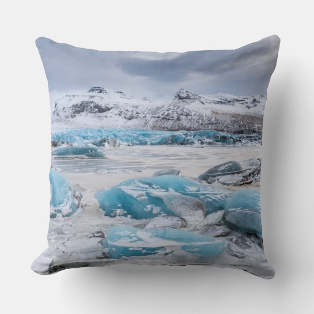 Glacier Ice landscape, Iceland Throw Pillow (Front)
