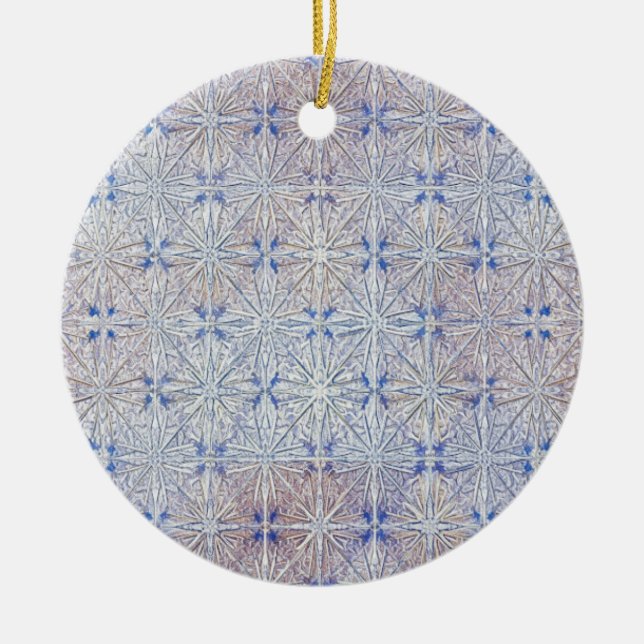 Glacier Lace — Delicate Snowflake Pattern Ceramic Ornament (Front)