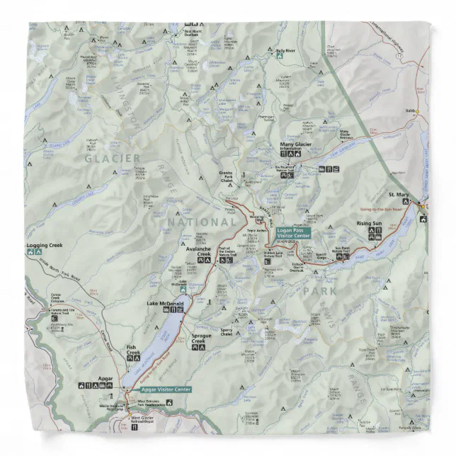 Glacier (Montana) map bandana | Zazzle