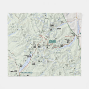 Glacier (Montana) map fleece blanket