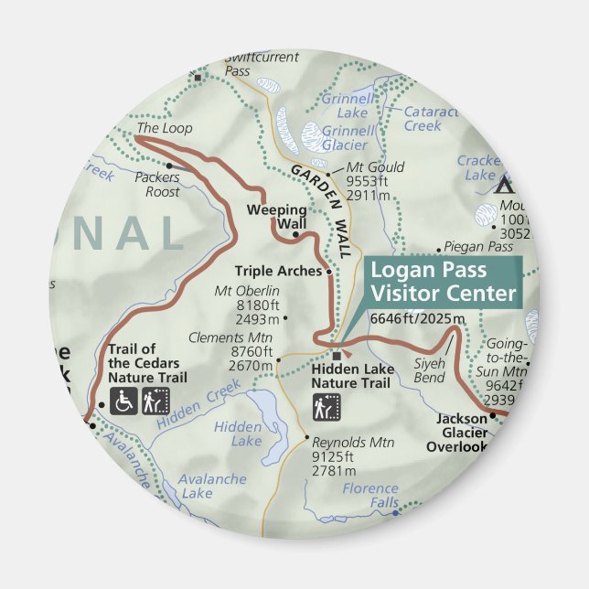 Glacier (Montana) map magnet (Front)