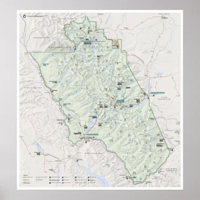 Glacier (Montana) map poster | Zazzle