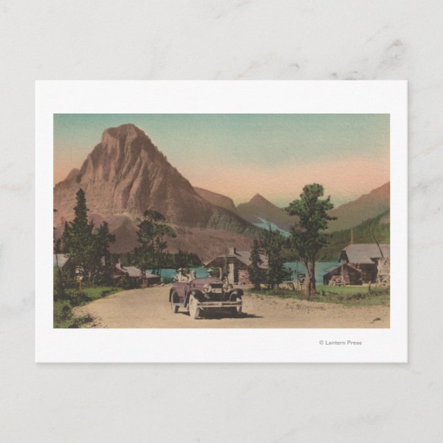 Glacier, MT - View of Two Chalets & Mt. Rockwell Postcard (Front)