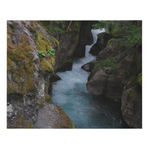 Glacier National Park Avalance Gorge Flowing Water Faux Canvas Print