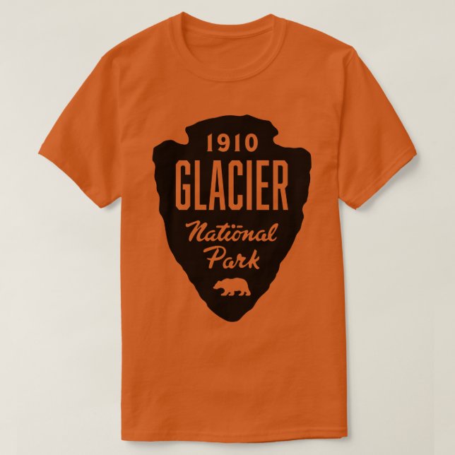 Glacier National Park Bear Arrowhead Black T-Shirt (Design Front)