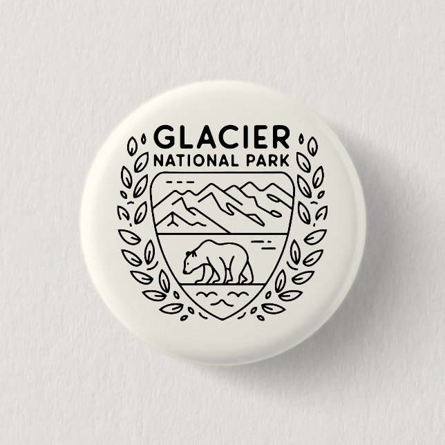 Glacier National Park Bear Emblem Button (Front)