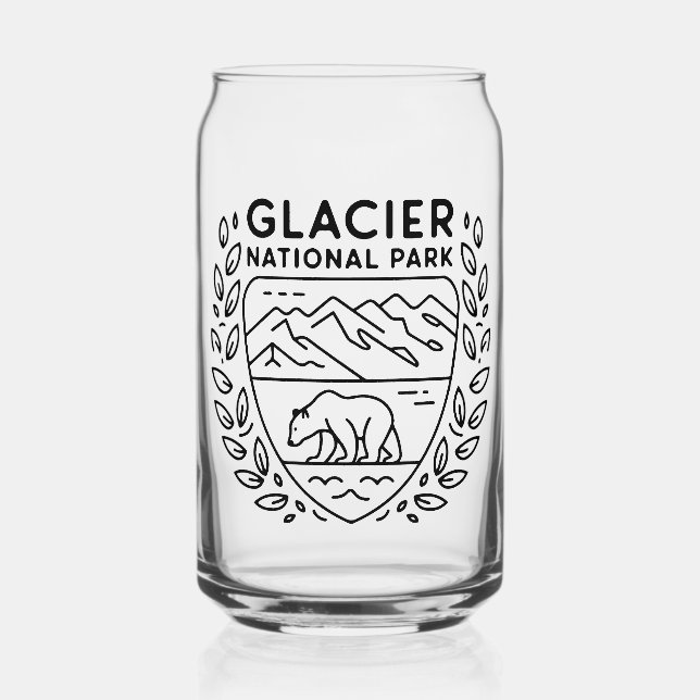 Glacier National Park Bear Emblem Can Glass (Back)
