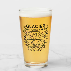 Glacier National Park Bear Emblem Glass