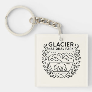Glacier National Park Bear Emblem Keychain