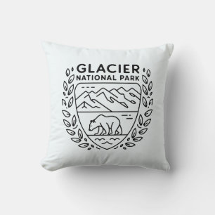 Glacier National Park Bear Emblem Throw Pillow
