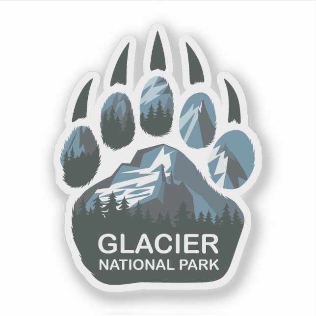 Glacier National Park Bear Paw Sticker (Front)