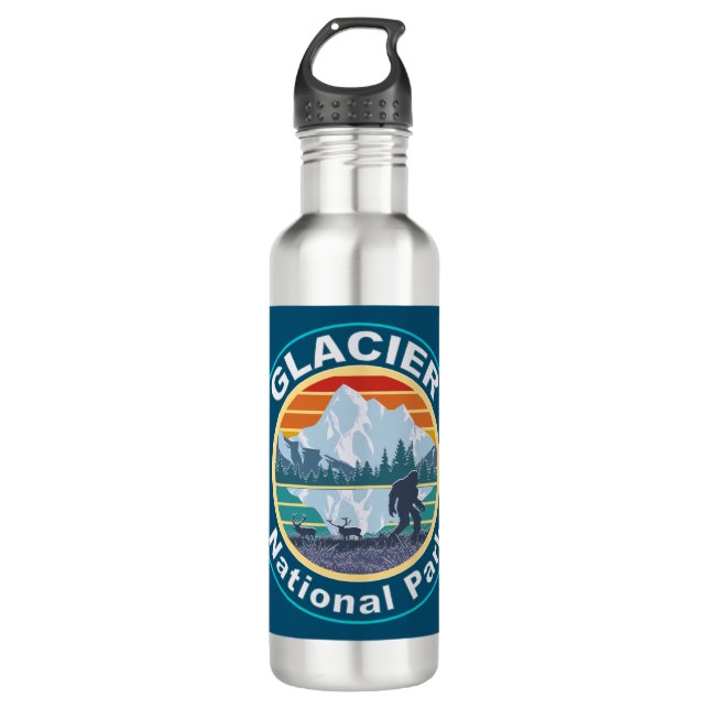 Glacier National Park Bigfoot Stainless Steel Water Bottle (Front)