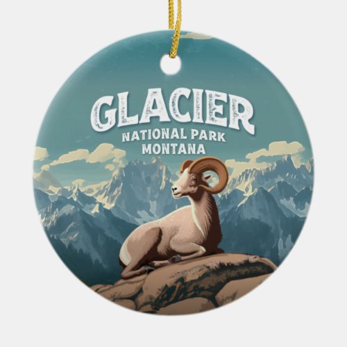 Glacier National Park Bighorn Sheep Ceramic Ornament