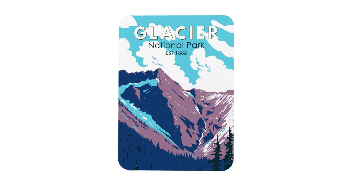 Glacier National Park Canada Travel Art Vintage Magnet | Zazzle