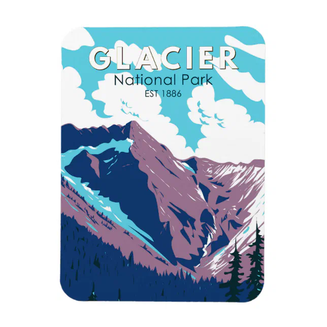 Glacier National Park Canada Travel Art Vintage Magnet | Zazzle