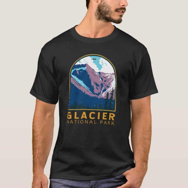 Glacier National Park Canada Travel Art Vintage T-Shirt (Front)