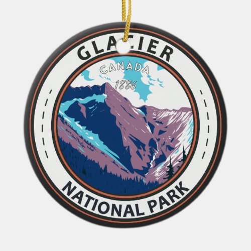 Glacier National Park Canada Vintage Badge Ceramic Ornament