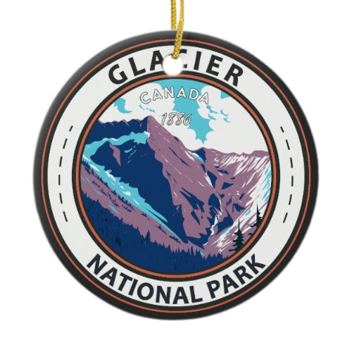 Glacier National Park Canada Vintage Badge Ceramic Ornament