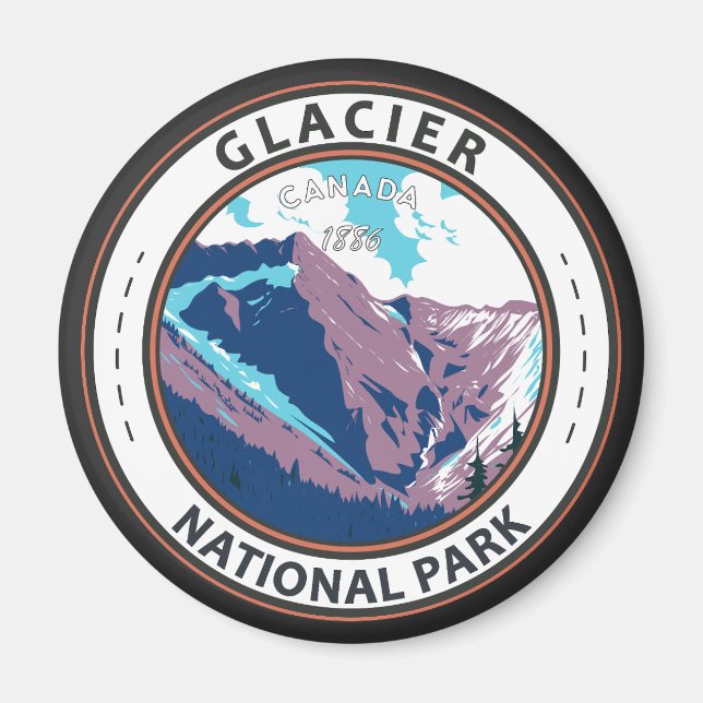 Glacier National Park Canada Vintage Badge Magnet (Front)