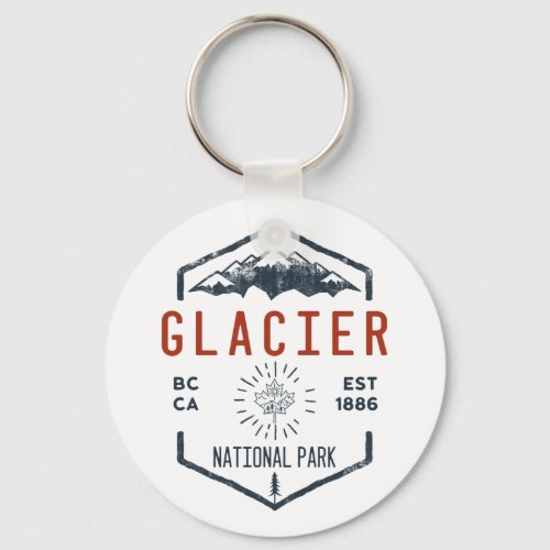 Glacier National Park Canada Vintage Distressed Keychain