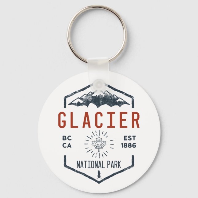 Glacier National Park Canada Vintage Distressed Keychain (Front)