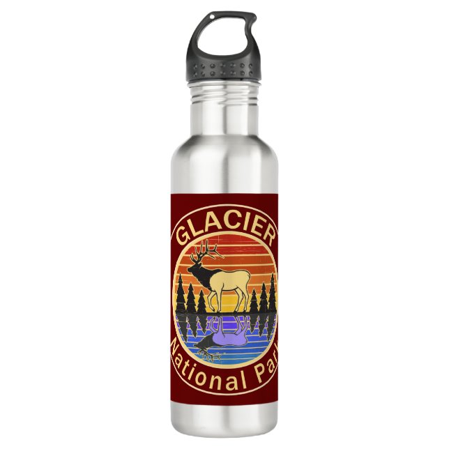 Glacier National Park Elk Stainless Steel Water Bottle (Front)