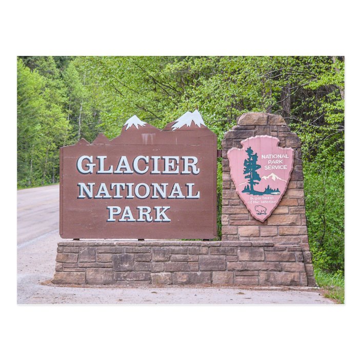 Glacier National Park Entrance Sign Postcard 