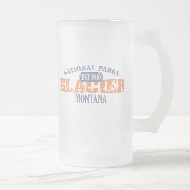Glacier National Park Frosted Glass Beer Mug (Right)