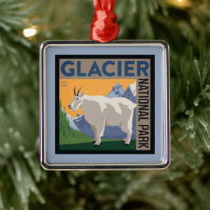 Glacier National Park   Goat Metal Ornament