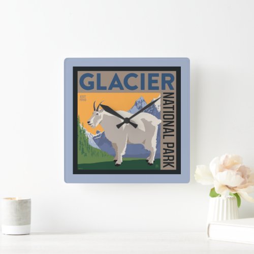 Glacier National Park  Goat Square Wall Clock