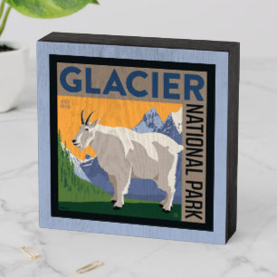 Glacier National Park   Goat Wooden Box Sign