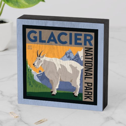 Glacier National Park  Goat Wooden Box Sign