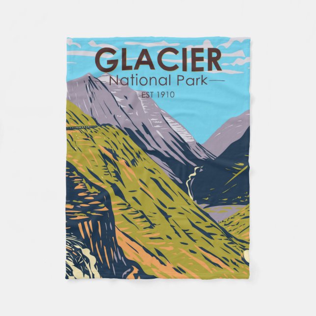 Glacier National Park Going to the Sun Road  Fleece Blanket (Front)
