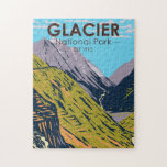 Glacier National Park Going to the Sun Road  Jigsaw Puzzle<br><div class="desc">Glacier Park vector artwork design. The park is a wilderness area in Montana's Rocky Mountains,  with glacier-carved peaks and valleys running to the Canadian border.</div>