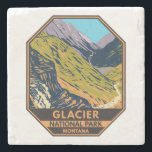 Glacier National Park Going to the Sun Road  Stone Coaster<br><div class="desc">Glacier Park vector artwork design. The park is a wilderness area in Montana's Rocky Mountains,  with glacier-carved peaks and valleys running to the Canadian border.</div>