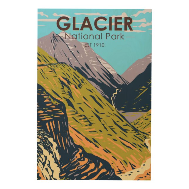 Glacier National Park Going to the Sun Road  Wood Wall Art (Front)