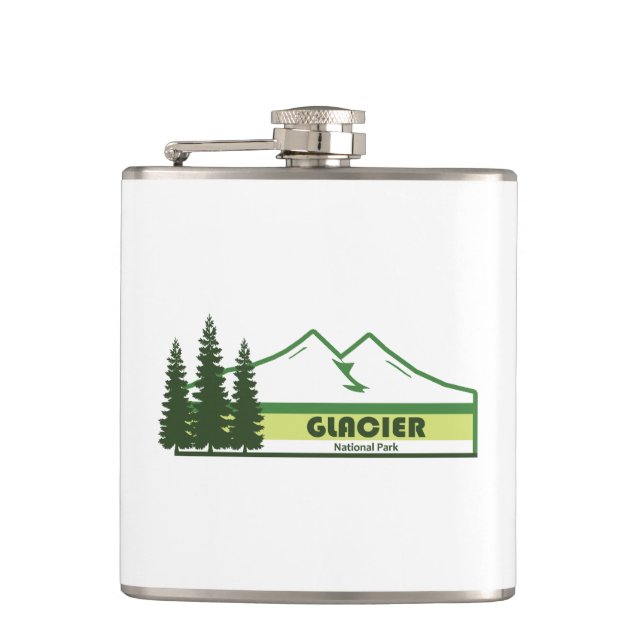 Glacier National Park Green Stripes Flask (Front)