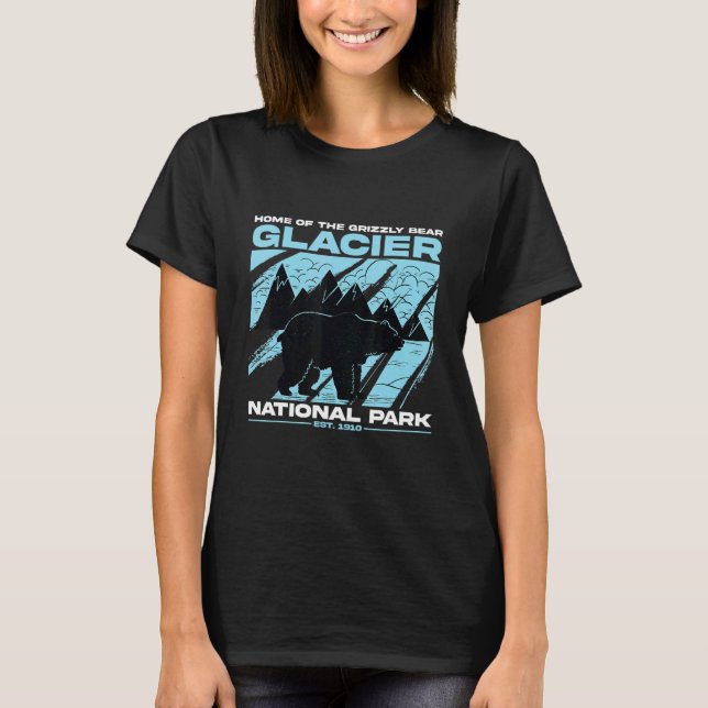 Glacier National Park Grizzly Bear Hiking Vacation T-Shirt (Front)