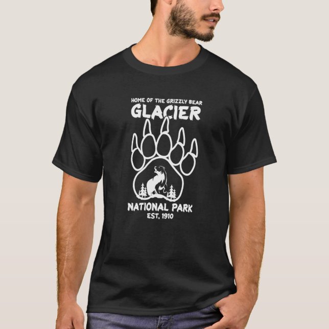 Glacier National Park Grizzly Bear Hiking Vacation T-Shirt (Front)