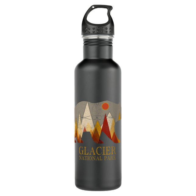 Glacier National Park Grizzly Bear Montana  Stainless Steel Water Bottle (Front)