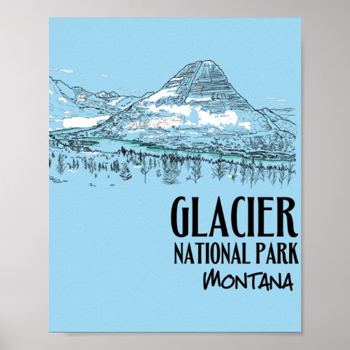 Glacier National Park Hidden Lake Montana Poster