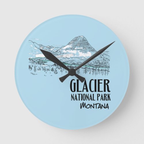 Glacier National Park Hidden Lake Montana Round Clock