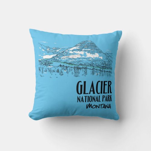 Glacier National Park Hidden Lake Montana T_Shirt Throw Pillow