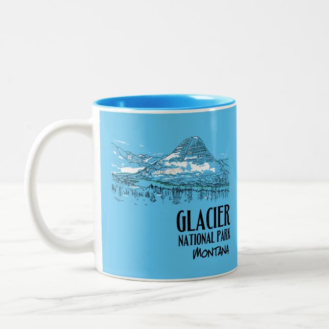 Glacier National Park Hidden Lake Montana Two-Tone Coffee Mug (Left)