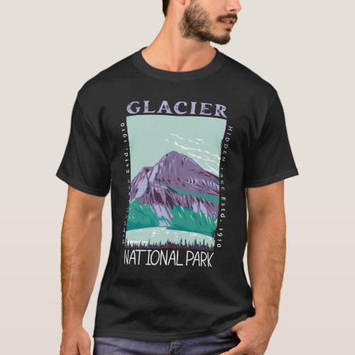 Glacier National Park Hidden Lake Retro Distressed T_Shirt