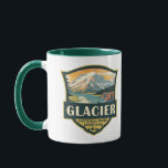 Glacier National Park Illustration Travel Vintage Mug<br><div class="desc">Glacier vector artwork design. The park is a wilderness area in Montana's Rocky Mountains,  with glacier-carved peaks and valleys running to the Canadian border.</div>