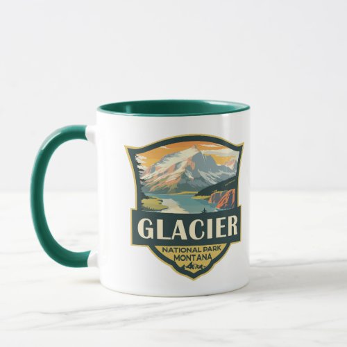 Glacier National Park Illustration Travel Vintage Mug