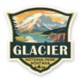 Glacier National Park Illustration Travel Vintage Sticker