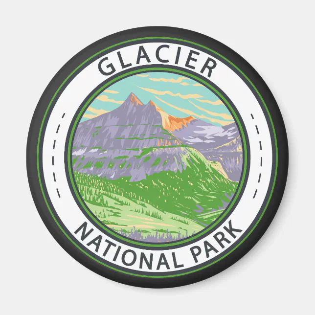 Glacier National Park In Spring Montana Badge Magnet | Zazzle